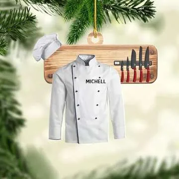Personalized Chef Ornament, 2D Flatten Acrylic Ornament, Barista Ornament, Cooking Ornament, Gift for Chef, Baker Gift, for Coffee Shop, Chef (4)