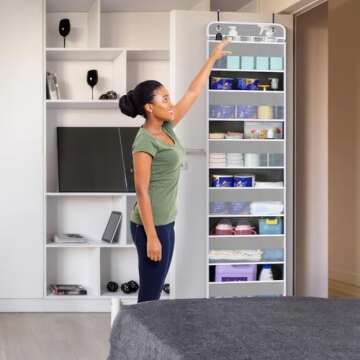 WishJazz Over The Door Organizer Storage, 6 Tiers Heavy Duty Closet Door Organizer Hanging, Anti Til...