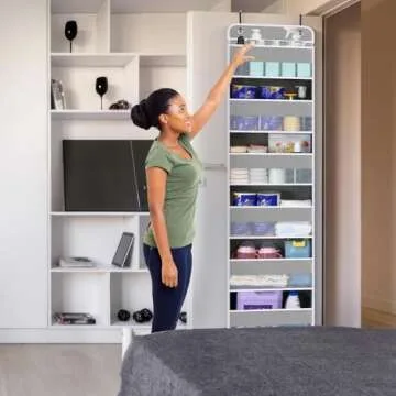 WishJazz Over The Door Organizer Storage, 6 Tiers Heavy Duty Closet Door Organizer Hanging, Anti Til...