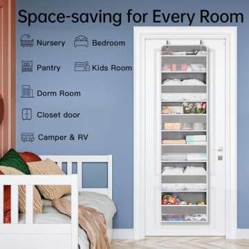 WishJazz Over The Door Organizer Storage, 6 Tiers Heavy Duty Closet Door Organizer Hanging, Anti Tilt 50 lb Back of Door Organizer for Bathroom, Bedroom, Nursery Baby Essentials, Home Organization