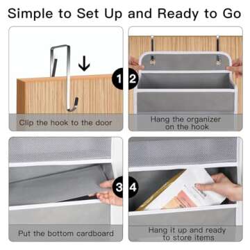 WishJazz Over The Door Organizer Storage, 6 Tiers Heavy Duty Closet Door Organizer Hanging, Anti Tilt 50 lb Back of Door Organizer for Bathroom, Bedroom, Nursery Baby Essentials, Home Organization