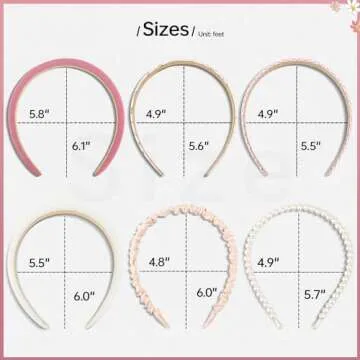 DOXISHRUKY Headbands for Women Girls, 7pc Set - Non Slip Floral Padded Headbands Cute Pearl Headband for Girls Vintage Wide Headband