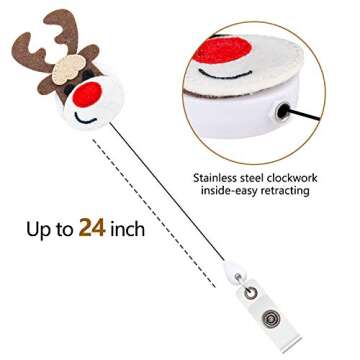 Festive Christmas Reindeer Badge Reel Holder for All Ages