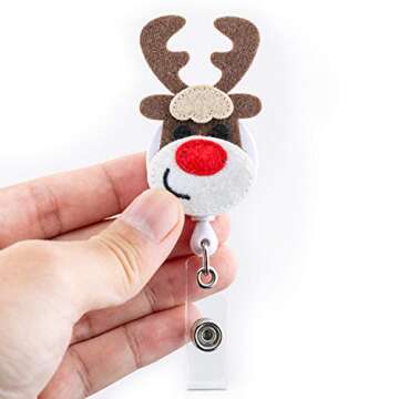 Festive Christmas Reindeer Badge Reel Holder for All Ages