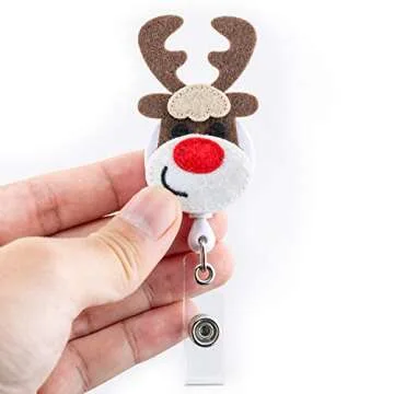 Festive Christmas Reindeer Badge Reel Holder for All Ages