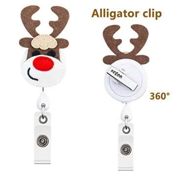 Festive Christmas Reindeer Badge Reel Holder for All Ages