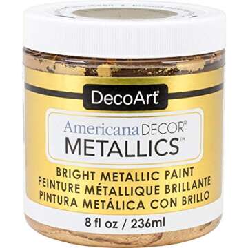 DecoArt Americana Decor Metallics 24K Gold Paint - 8oz Metallic 24K Gold Acrylic Paint - Water Based Multi Surface Paint for Arts and Crafts, Home Decor, Wall Decor, Gilding Paint & Touch Ups + E-book