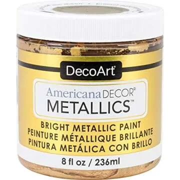 DecoArt Americana Decor Metallics 24K Gold Paint - 8oz Metallic 24K Gold Acrylic Paint - Water Based Multi Surface Paint for Arts and Crafts, Home Decor, Wall Decor, Gilding Paint & Touch Ups + E-book