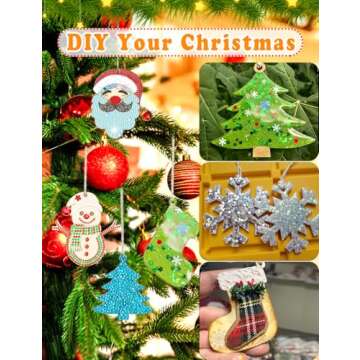 Wohohoho 45Pcs Unfinished Paintable Blank Wooden Christmas Ornaments with Tray, 9 Designs DIY Predrilled Wood Ornaments for Crafts. Christmas Tree Hanging Decorations Xmas Art Birthday Gift for Kids