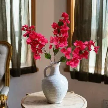 Magrowie Pack of 8 Silk Bougainvillea Artificial Flowers Stems Full Floral Branches for Home, Garden, Office Decor Wedding Centerpieces, Table Runner - 31.5 inch (Fuchsia)