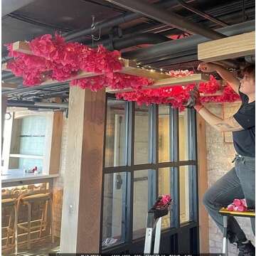 Magrowie Pack of 8 Silk Bougainvillea Artificial Flowers Stems Full Floral Branches for Home, Garden, Office Decor Wedding Centerpieces, Table Runner - 31.5 inch (Fuchsia)