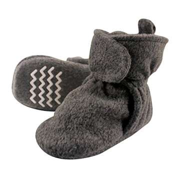 Hudson Baby Unisex-Baby Cozy Fleece Booties Slipper Sock, Dark Gray, 6-12 Months
