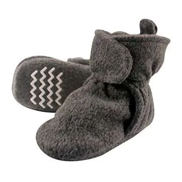Hudson Baby Unisex-Baby Cozy Fleece Booties Slipper Sock, Dark Gray, 6-12 Months