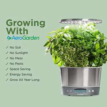 AeroGarden Harvest Elite 360 Indoor Garden Hydroponic System with LED Grow Light and Herb Kit, Holds up to 6 Pods, White