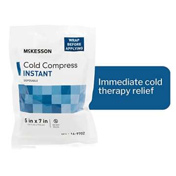 McKesson Cold Compress Instant Ice Pack [24 Pack] Disposable, Ice Packs for Injuries and Pain Relief, 5 in x 7 in