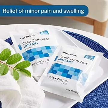McKesson Cold Compress Instant Ice Pack [24 Pack] Disposable, Ice Packs for Injuries and Pain Relief, 5 in x 7 in