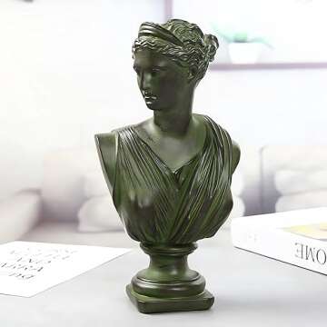 Greek Resin Statue of Diana, Classic Roman Bust Greek Mythology Sculpture for Home Desk Décor