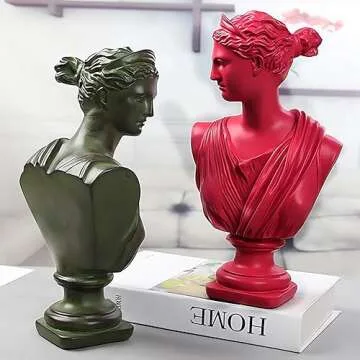 Greek Resin Statue of Diana, Classic Roman Bust Greek Mythology Sculpture for Home Desk Décor