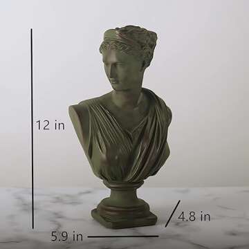 Greek Resin Statue of Diana, Classic Roman Bust Greek Mythology Sculpture for Home Desk Décor