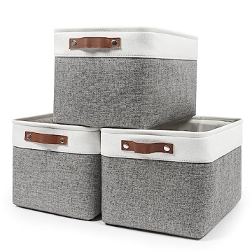Bagnizer Storage Bins Large Fabric Storage Baskets for Shelves 3 Pack, Decorative Linen Closet Baske...