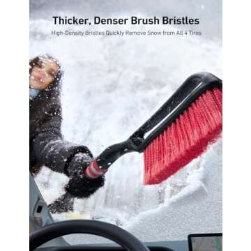 AstroAI 27" Snow Brush and Ice Scrapers for Car Windshield, Detachable Snow Scrapers with Ergonomic Foam Grip for Cars, Trucks, SUVs (Heavy Duty ABS, PVC Brush, Red)