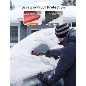 AstroAI 27" Snow Brush and Ice Scrapers for Car Windshield, Detachable Snow Scrapers with Ergonomic Foam Grip for Cars, Trucks, SUVs (Heavy Duty ABS, PVC Brush, Red)