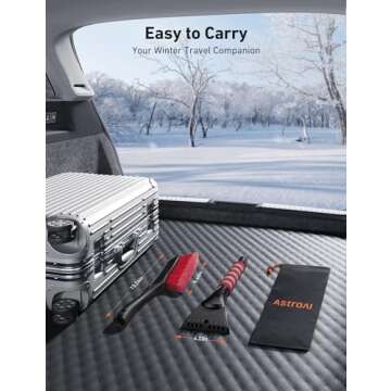 AstroAI 27" Snow Brush and Ice Scrapers for Car Windshield, Detachable Snow Scrapers with Ergonomic Foam Grip for Cars, Trucks, SUVs (Heavy Duty ABS, PVC Brush, Red)