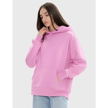 PUMIEY Hoodies for Women Essentials Hoodie Sweatshirt Long Sleeve Tops Fall Fashion Outfits 2024，Sugar pink，Medium
