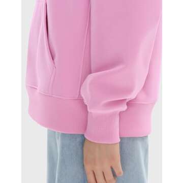 PUMIEY Hoodies for Women Essentials Hoodie Sweatshirt Long Sleeve Tops Fall Fashion Outfits 2024，Sugar pink，Medium