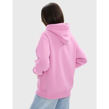 PUMIEY Hoodies for Women Essentials Hoodie Sweatshirt Long Sleeve Tops Fall Fashion Outfits 2024，Sugar pink，Medium