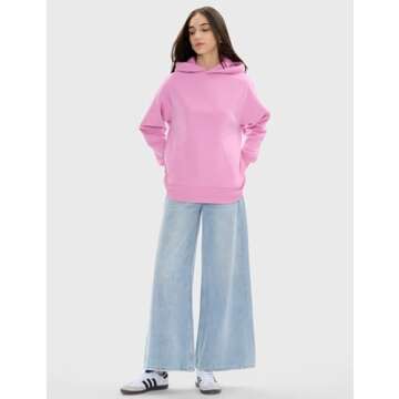 PUMIEY Hoodies for Women Essentials Hoodie Sweatshirt Long Sleeve Tops Fall Fashion Outfits 2024，Sugar pink，Medium