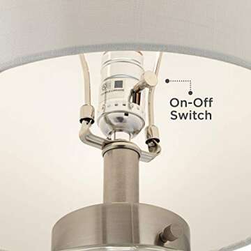 360 Lighting Nautical Coastal Accent Table Lamp Fillable 20.5" High Clear Glass Sea Shells Off White Linen Fabric Drum Shade for Living Room Bedroom Beach House Bedside Nightstand Home