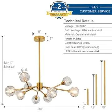 Weesalife Sputnik Chandeliers - Modern Crystal Design