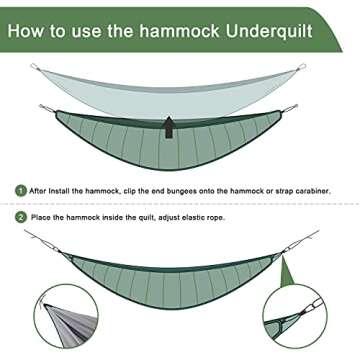 G4Free Hammock Underquilt for Single & Double Camping Hammocks, Lightweight Portable Top Warm 4 Seas...