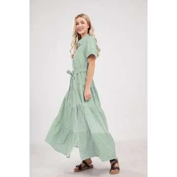 utcoco Casual Striped Maxi Dress for Women - Stylish & Comfortable