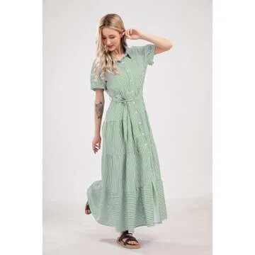 utcoco Casual Striped Maxi Dress for Women - Stylish & Comfortable