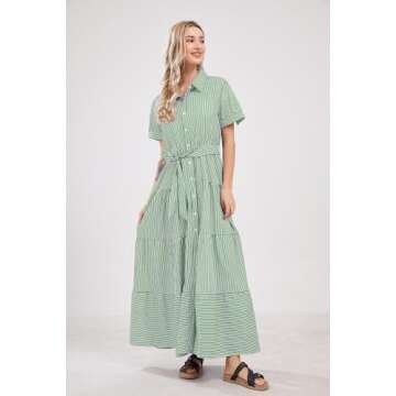 utcoco Casual Striped Maxi Dress for Women - Stylish & Comfortable