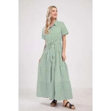 utcoco Casual Striped Maxi Dress for Women - Stylish & Comfortable