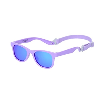 Stylish COCOSAND Toddler Baby Sunglasses with Adjustable Strap for Ages 2-6 - Heliotrope & Blue Lens