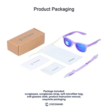 COCOSAND Toddler Sunglasses with Strap for Kids Ages 2-6