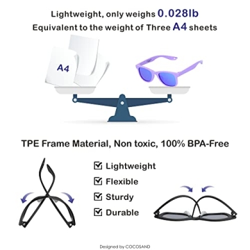 COCOSAND Toddler Sunglasses with Strap for Kids Ages 2-6