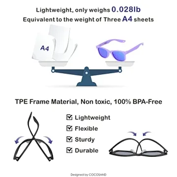 COCOSAND Toddler Sunglasses with Strap for Kids Ages 2-6