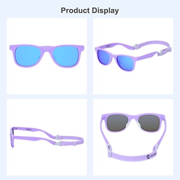 COCOSAND Toddler Sunglasses with Strap for Kids Ages 2-6