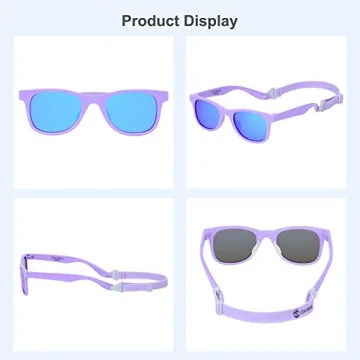 COCOSAND Toddler Sunglasses with Strap for Kids Ages 2-6
