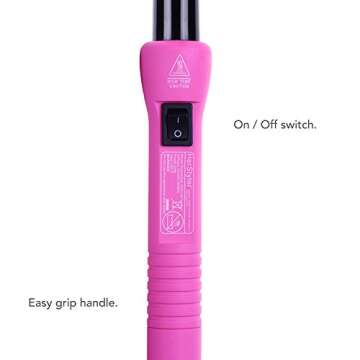 HerStyler Grande Ceramic Curling Iron - 1 inch, Pink (Curling Wand for Long Short Hair, Dual Voltage, Negative Ions, Tapered Barrel, User Friendly, PF30)
