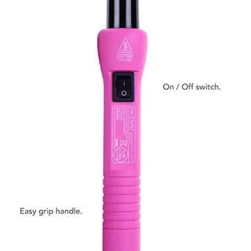 HerStyler Grande Ceramic Curling Iron - 1 inch, Pink (Curling Wand for Long Short Hair, Dual Voltage, Negative Ions, Tapered Barrel, User Friendly, PF30)