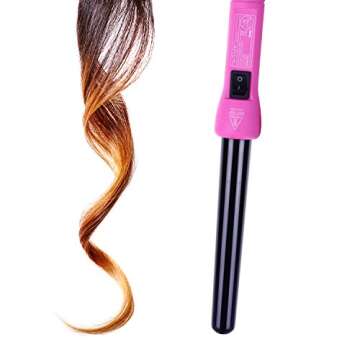 HerStyler Grande Ceramic Curling Iron - 1 inch, Pink (Curling Wand for Long Short Hair, Dual Voltage, Negative Ions, Tapered Barrel, User Friendly, PF30)