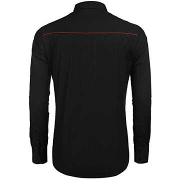 COOFANDY Mens Long Sleeve Shirt Embroidery Western Shirts Casual Button Down Shirt Vintage Country Shirts for Men