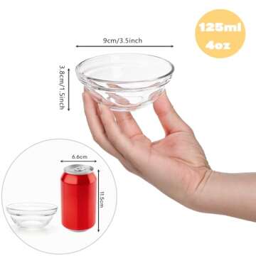 Lawei Set of 12 Small Glass Dipping Bowls, 3.5 inch Mini Prep Bowls Serving Bowls Glass Ingredient B...