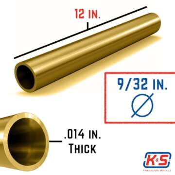 K & S PRECISION METALS 8132 9/32 x 12 Round Brass Tube